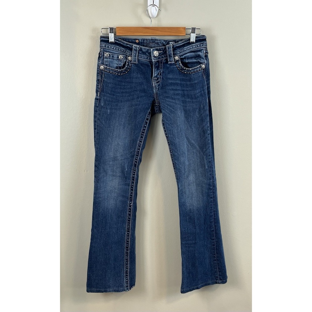 Miss Me Signature Bootcut Jeans Y2K  Women's‎ Size 27 JY755082 Low Rise Cross